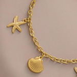 Stainless Steel Gold-Plated Charm Bracelet